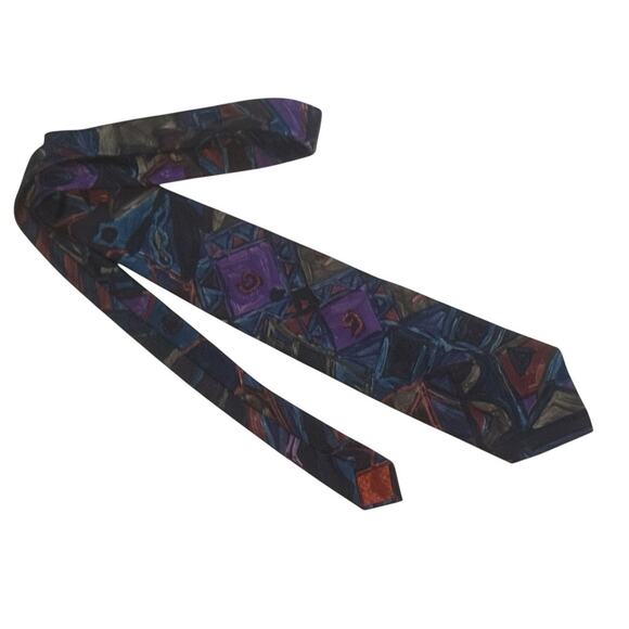 Vintage 90s Giovanni Sciarpa Tie Abstract Retro Funky Hipster Work Office Career - Picture 1 of 4